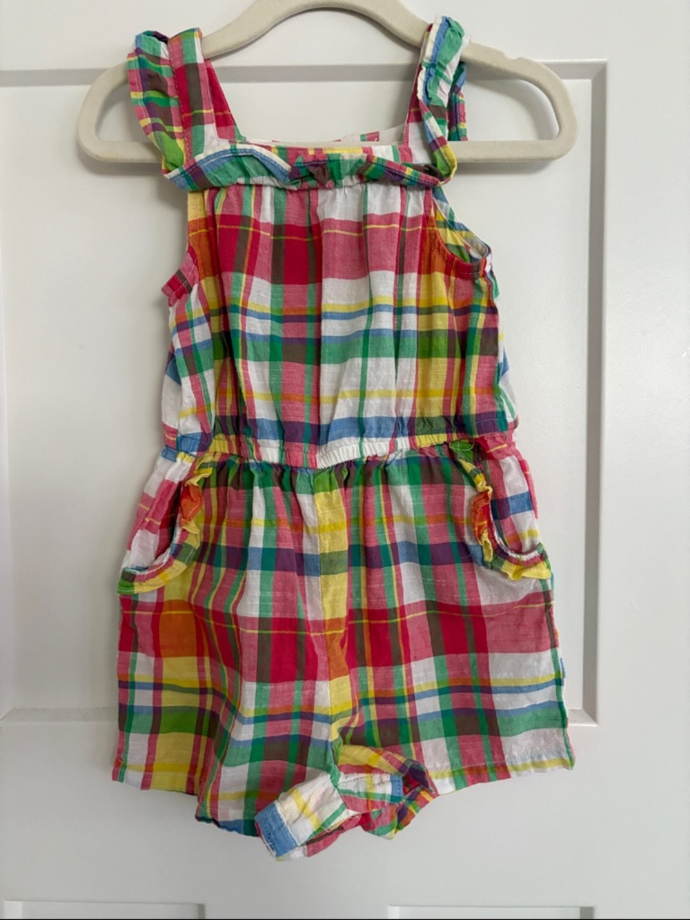 Crown & Ivy Baby Girls Multicolor Plaid Romper - Vibrant Summer Shorts 24 Month